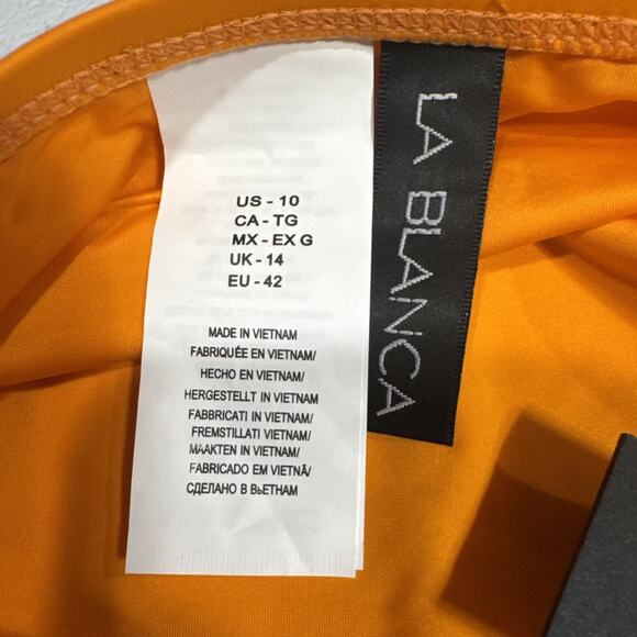 La Blanca Island Goddess Side-Tie Bikini Swimsuit Bottom Sz 10 Tangerine UPF 50+ - Picture 8 of 9